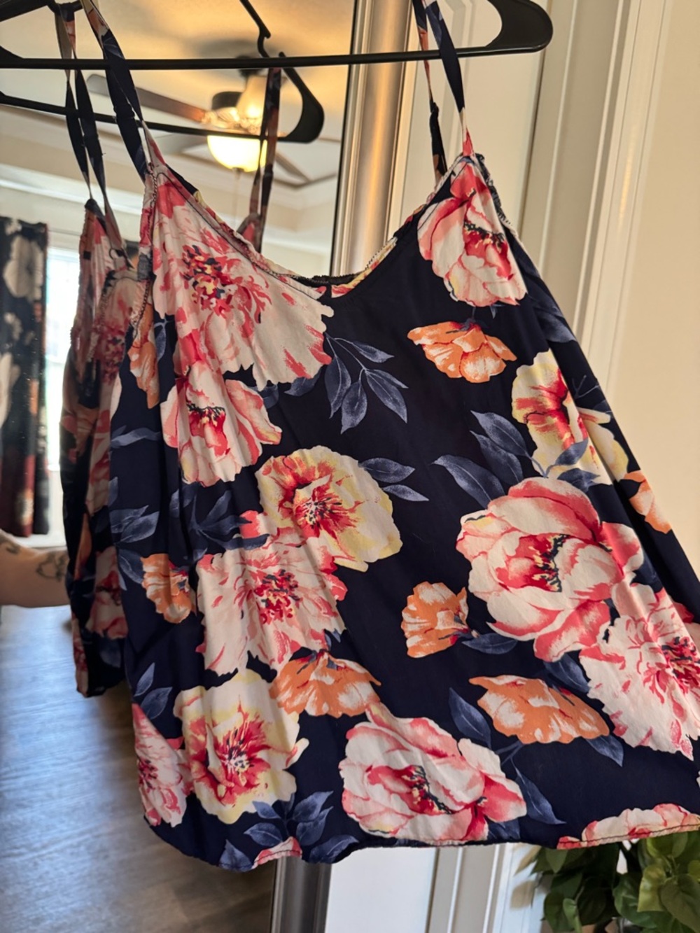 Old Navy Navy Blue Floral Spaghetti-Strap Camisole